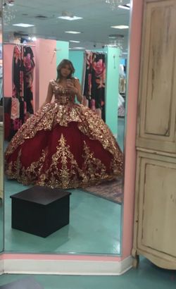 Red And Gold Quince Dress
