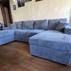 ✅️✅️4 pc  corduroy fabric sectional sofa with double chaise ✅️✅️