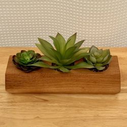 Artificial Succulent & Wood Plant Decor 