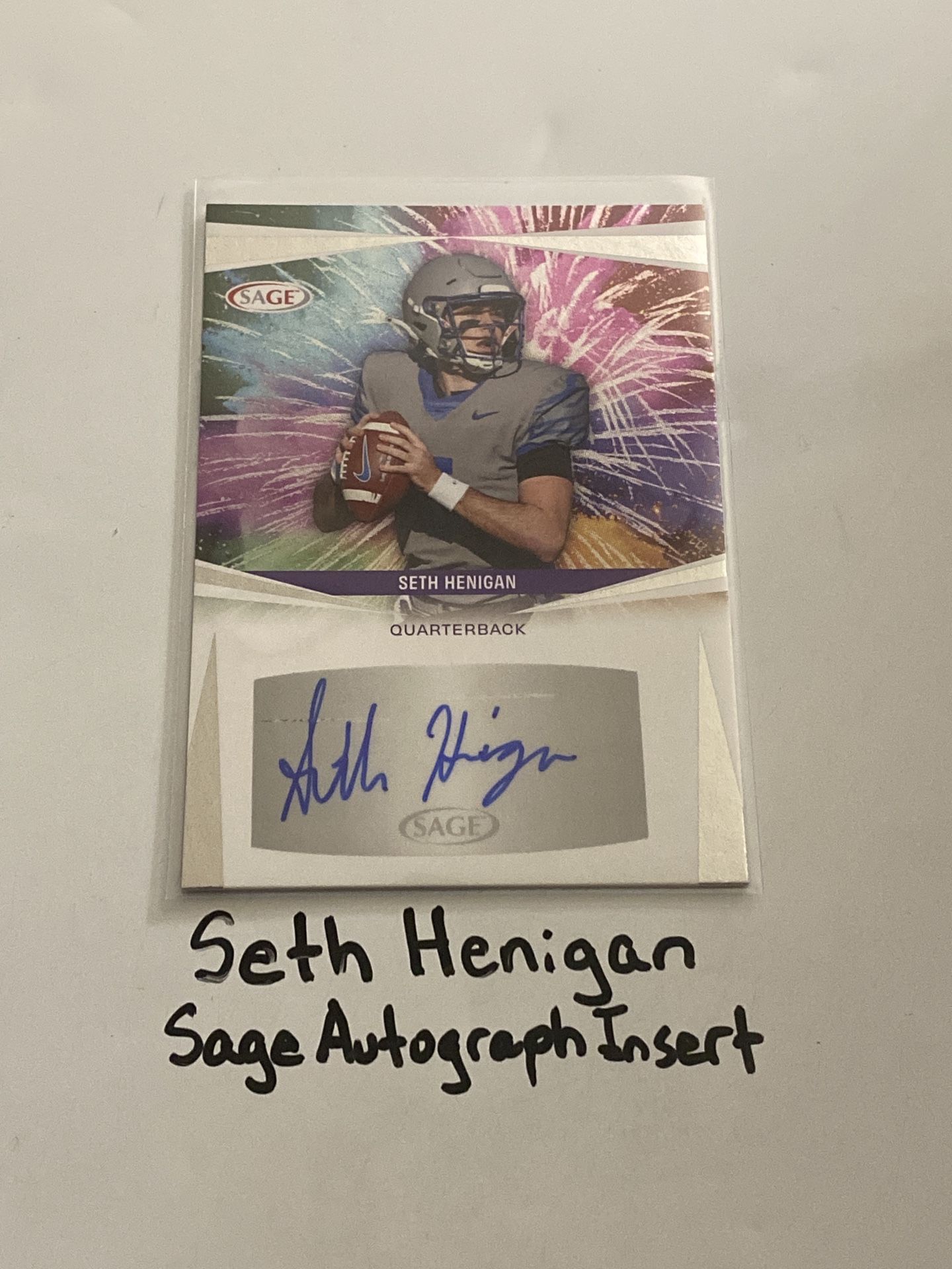 Seth Henigan Jacksonville Jaguars QB Sage Short Print Autograph Insert Rookie Card. 