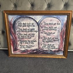 Antique The Ten Commandments Frame 