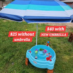 Water Table W Toys & NEW Umbrella 