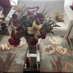 2 Pictures And Vase Of Flowers