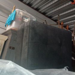 Ethan Allen Microfiber Ottoman Navy Blue 