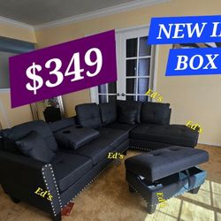 BRAND NEW 3PCS SECTIONAL SOFA SET WITH OTTOMAN AND ACCENT PILLOW INCLUDED $349