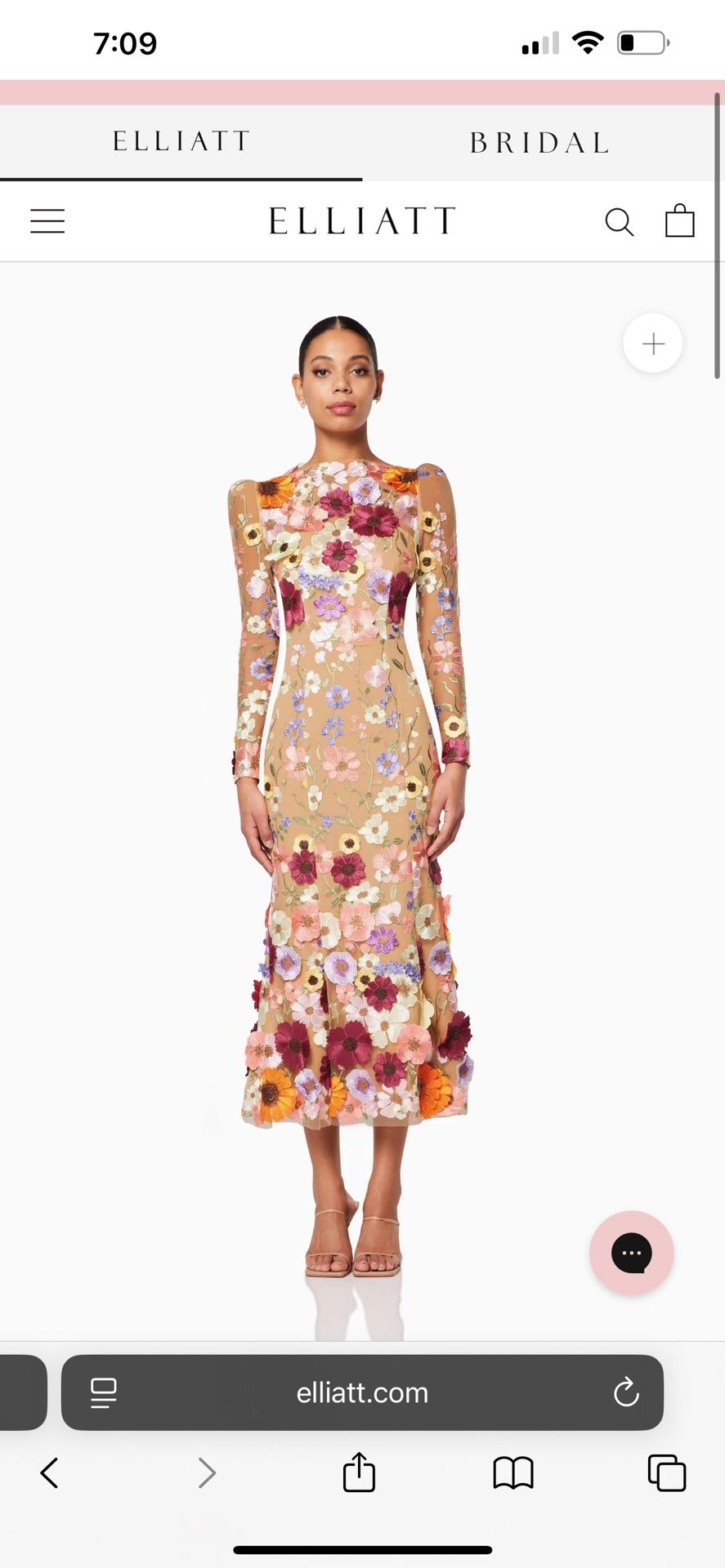 Elliott Shannon 3D Floral Midi Dress In Pink