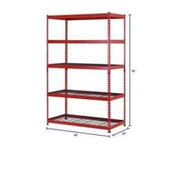 Condition Used  5-Tier Heavy Duty Steel Garage Storage Shelving Unit in Red (48 in. W x 78 in. H x 24 in. D)