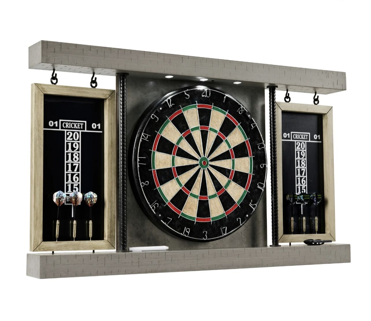 Prescott Bristle Dartboard Cabinet Set, Official Size Dart Board, by Barrington Billiards Company