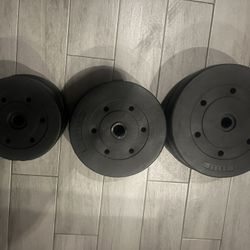 2 10 Pound Plates 2 15 Pound Plates And 2 25 Pound Plates All Made Out Of Sand