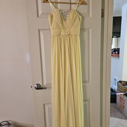 Yellow Prom Sleeveless/Strapless Dress With Sequins, Brand: Caché, Size 2