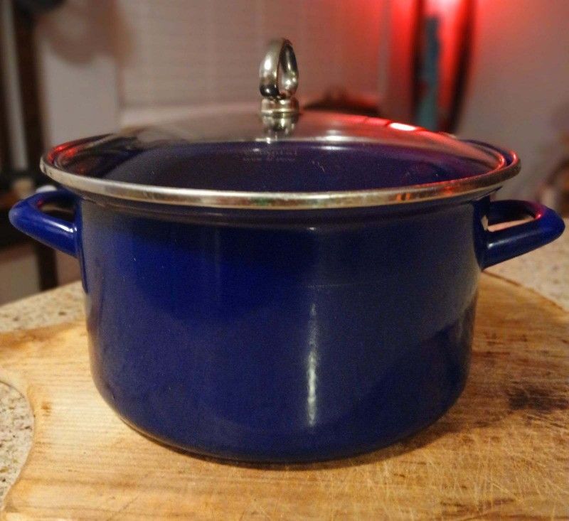 Vintage Chantal Cobalt Blue Enamel on Steel pot #23 cookware