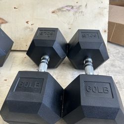New pair of 60lb rubber dumbbells. NEW IN BOX 📦 $120