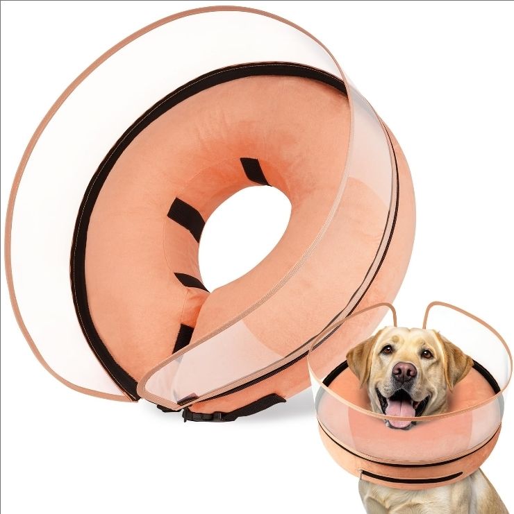 BARKLESS Dog Cone, Inflatable Dog Cone After Surgery, Soft Surgery Collar with Enhanced Anti-Licking Guard Shield for Pets, Patented Protective Donut