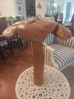 Decorative hand carved mushroom decor