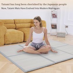 Zonli Japanese Tatami Mat, Foldable Sleeping Mattress, Made of Natural Coconut Fiber and Jute Fiber, Firm Traditional Floor Bed Queen 60"x 80" Brand N