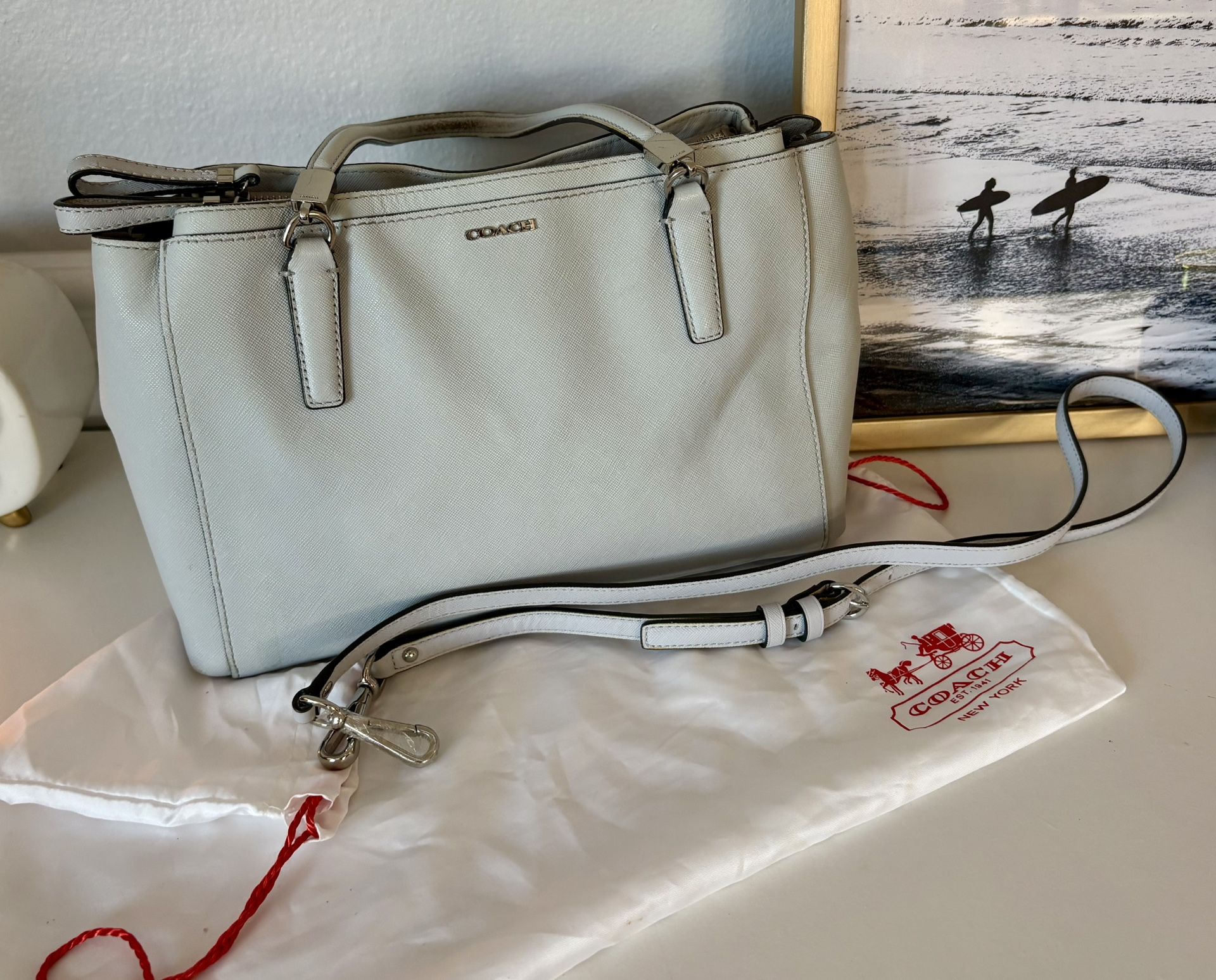 COACH Christie Carryall Convertible Grosgrain Leather Purse W/Dust Bag & Detachable Shoulder Strap MSRP$475