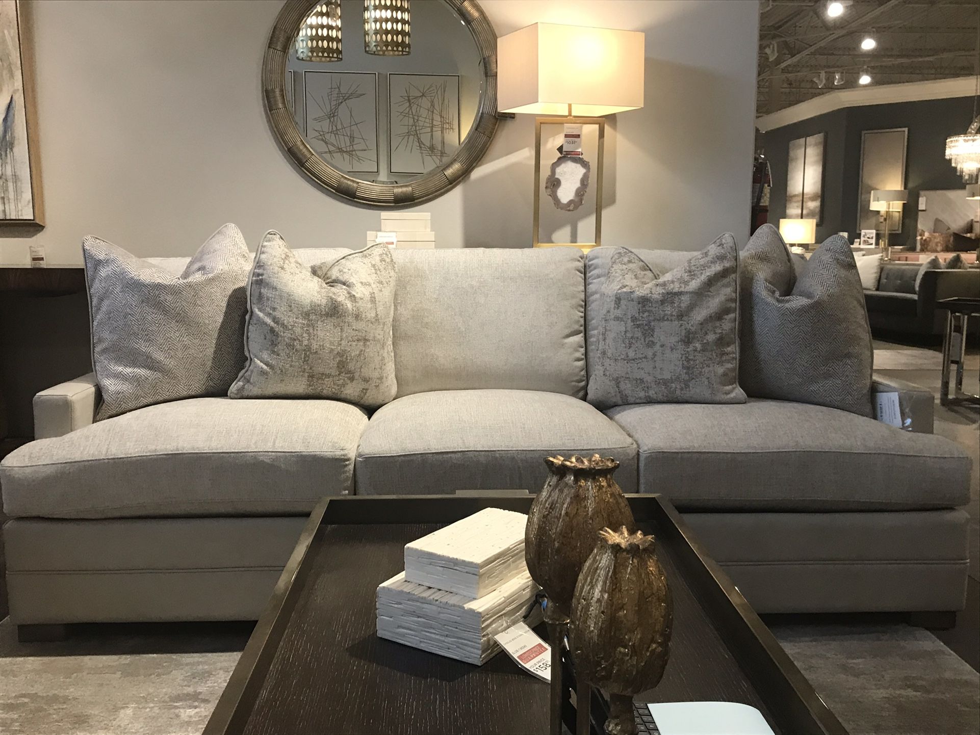 Beautiful Ivory leather and fabric sofa