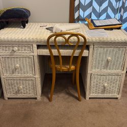 Wicker Desk And Chair