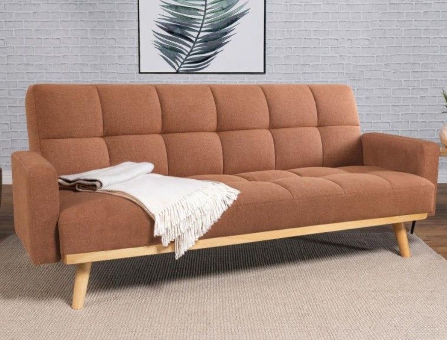 Terracotta Fabric Futon Sofa