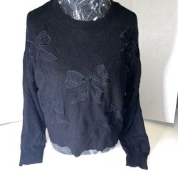 Bridgerton Women’s Black Long Sleeve With Bows Size M $18 OBO