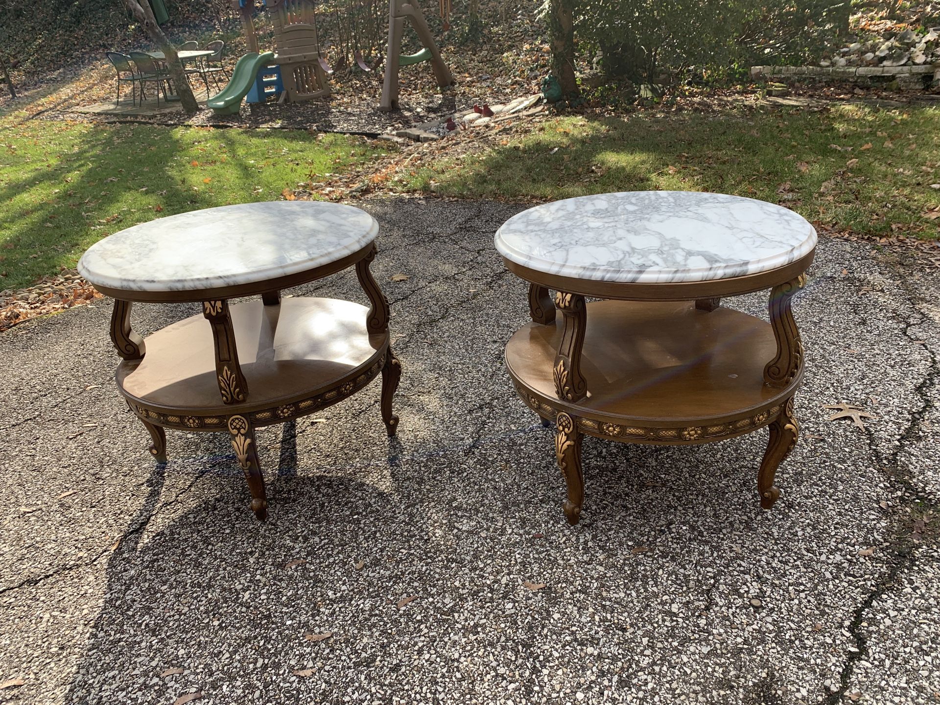 Set of marble antique tables