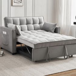 Modern Velvet 3 in 1 Convertible Sleeper Sofa Couch Bed, Pullout Couch Bed 