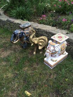 Elephants plant stand side table brass