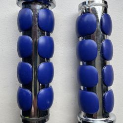 Motorcycle Grips With Blue Rubber Comfort Grips 