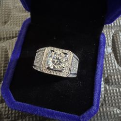 2ct Moissanite s925 sterling silver men’s ring, pass tester, size 8.5,9,9.5,10,11,12