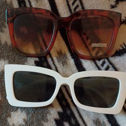 Ladies Sunglasses, One Leopard Print And White Frames.