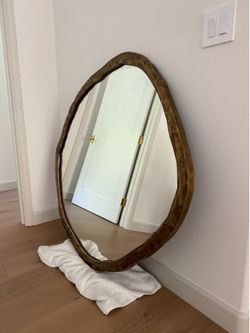 CB2 Abel Brass 48" Round Wall Mirror
