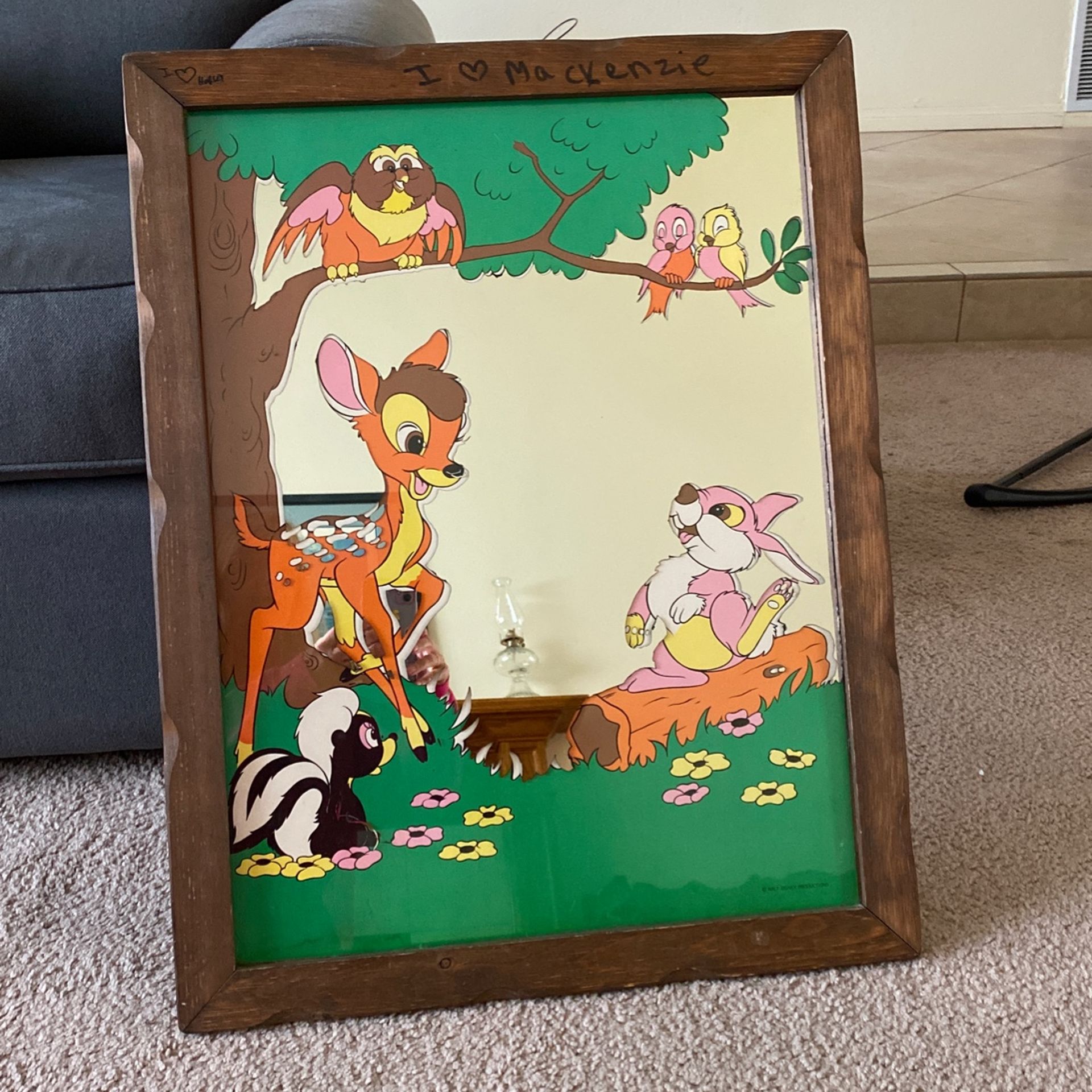 Walt Disney Productions vintage Disney Bambi And Friends Mirror