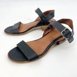 Lucky Brand Toni Block Heel Black and Brown Strappy Sandals Women's Size 7.5