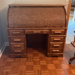 Wooden Roll top Desk With Chair Furniture 