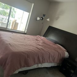 Queen Size Bed Frame Mattress And Night Stand For Immediately Sale 