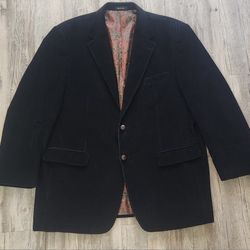 Lauren Ralph Lauren Sport Coat Mens 46L Black Corduroy Blazer Jacket Vintage