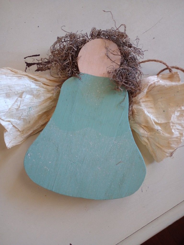 Wooden Angel With Hair