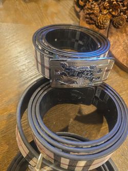 Check Belt with Silver and gold Buckle