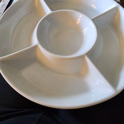 Large White Ceramic Relish Serving Platter