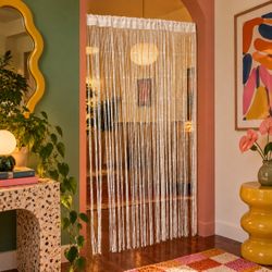 Vintage Style 1950s Retro Boho String Curtain Room Divider 65” x 40” Mid Century