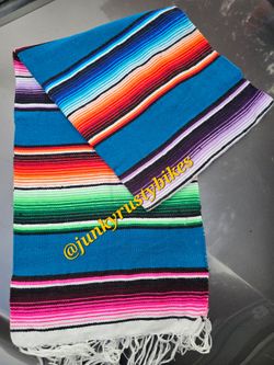 New 5x7 Blue traditional serape sarape zarape Mexican blanket