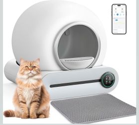 EXPEDMAN Self Cleaning Cat Litter Box, Automatic Cat Litter Box with Mat & Liners, Large Capacity 65L+9L, APP Control/Suitable for Multiple Cats - Gre
