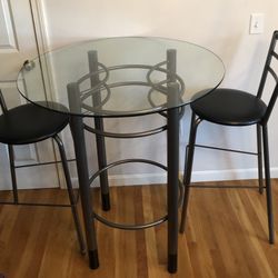Three Pc Bar Table And Two Chairs Set