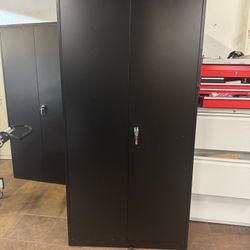 Metal Garage Storage Cabinet in 35.4" W x 71" H x 17.7”D Black Cabinet 5 Tier Shelves with Doors（White Gray) $110”.