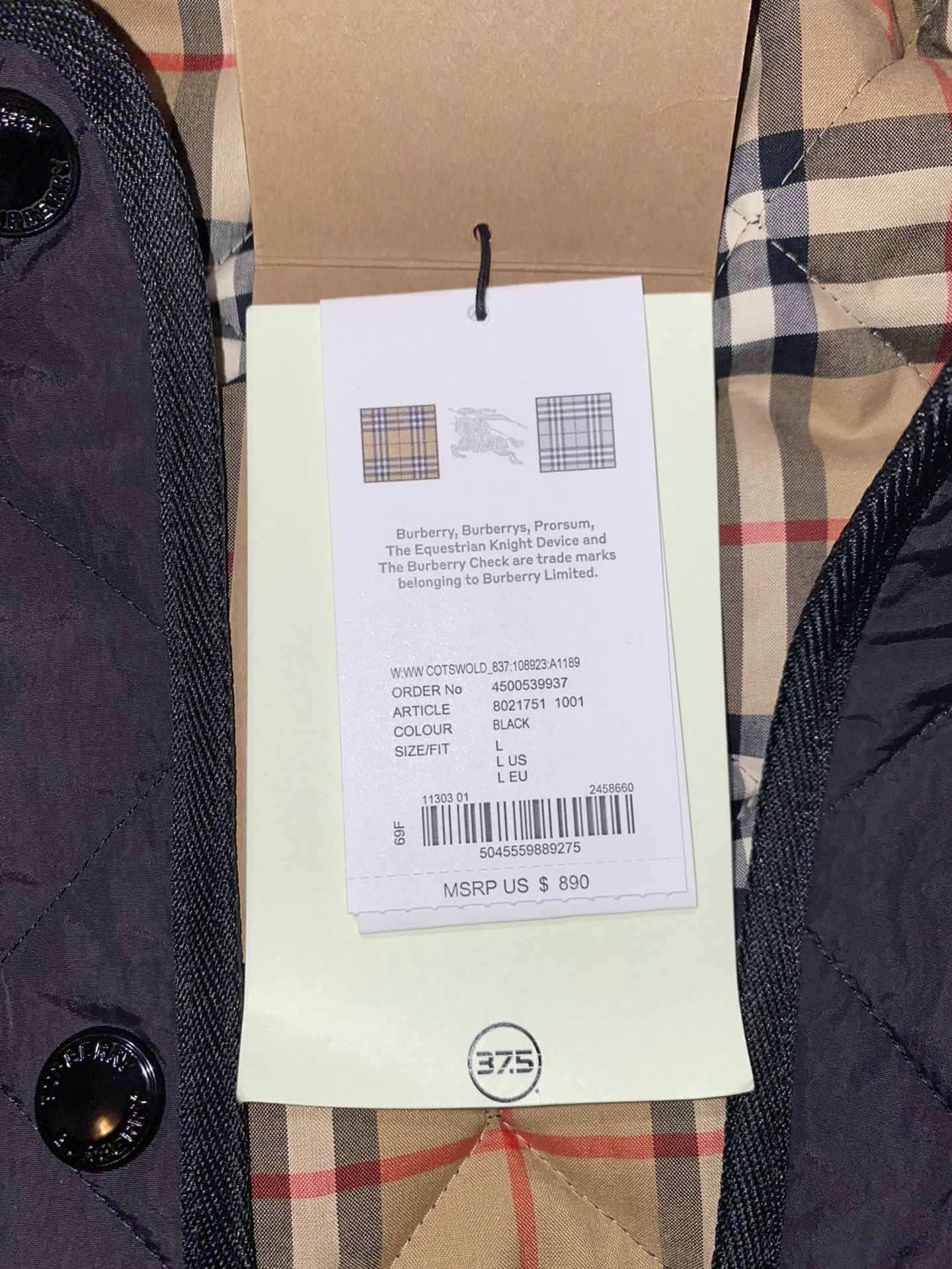 Burberry jacket with tags