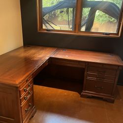 Cherry Wood L Shaped Desk