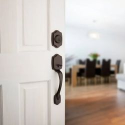New Door Lock-Kwikset Belleview Sgl Cyl Handleset with Cove Knob in VB