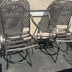 Barstool Patio arm chairs (2) no pillow  / swivel bar stool/ Counter Height Outdoor Patio furniture  33 W x 25 D x 46 H  Seat @ 24.5 