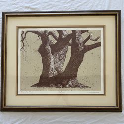 Vintage Family tree original serigraph 20/300 edition wall decor. Artist Murdock