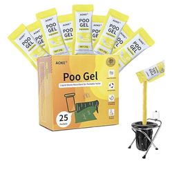 Portable Toilet Powder, 25 Pack Poo Gel Lavender scent for Camping Eco Absorbent Gel Liquid Waste Gelling and Deodorizing Powder, Emergency Toilet Was